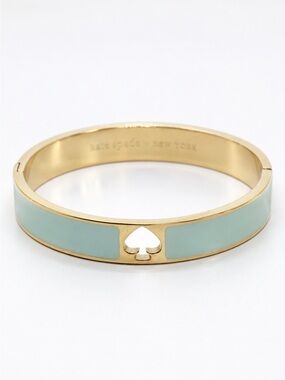 KATE SPADE New York Hole Punch Spade Hinge Bangle Bracelet – Seafoam Green